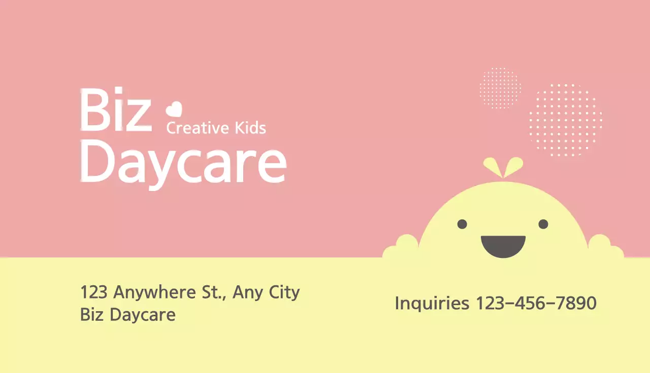 Pink Minimal Daycare Business Card