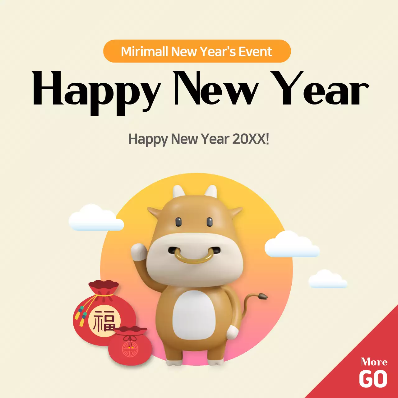 Orange Traditional New Year Announcement Instagram Post