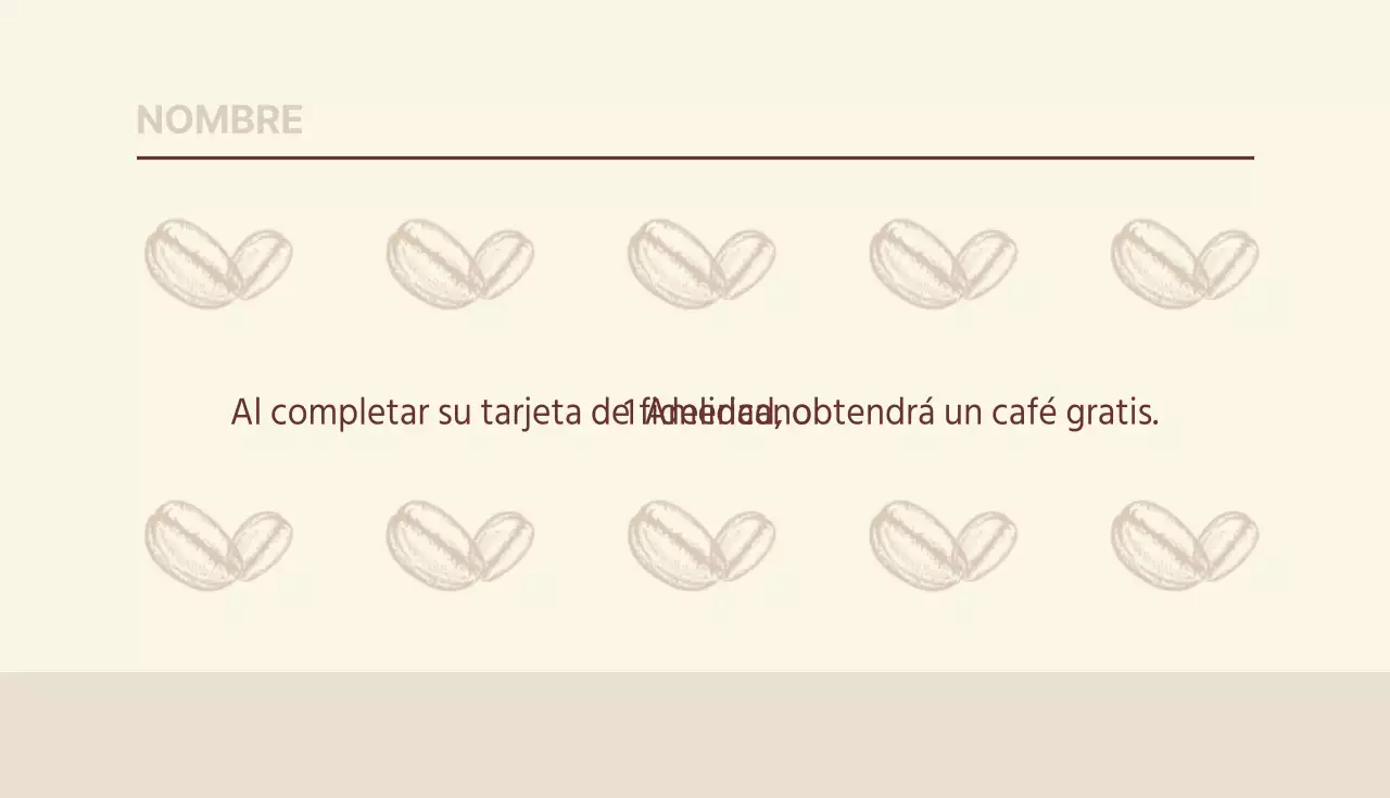 Tarjeta de visita de cupón de cafetería