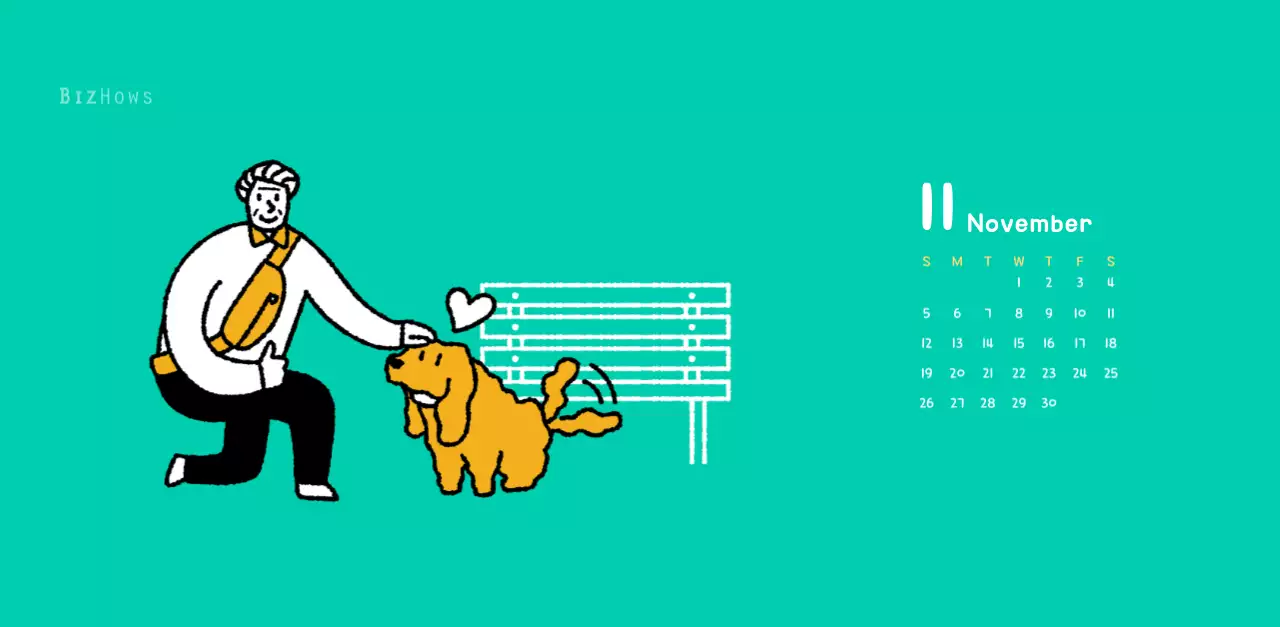 New Year's calendar with cute line illustrations