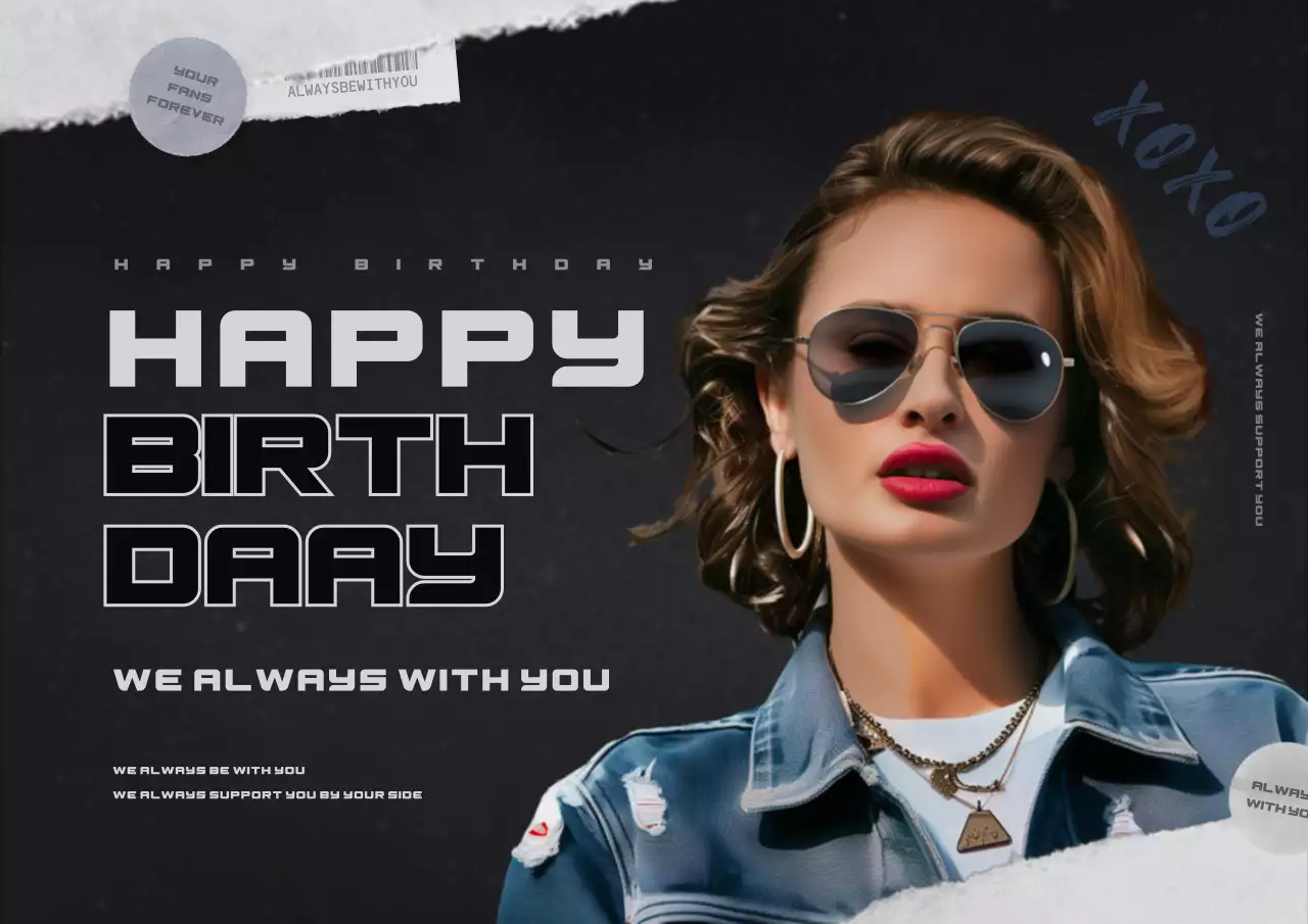 Black Trendy Birthday Invitation Poster