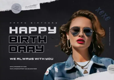 Black Trendy Birthday Invitation Poster