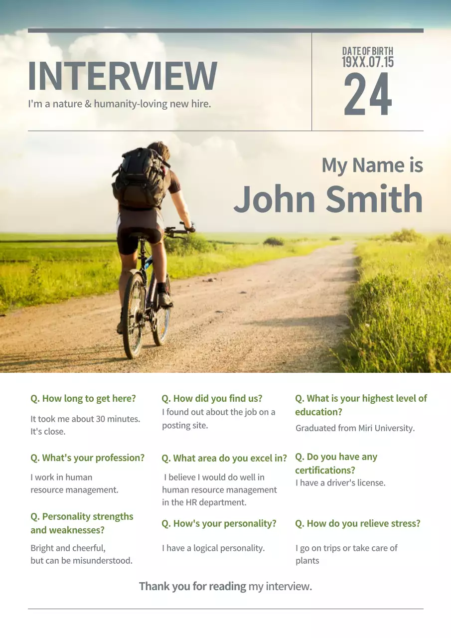 Green Minimal Interview Resume