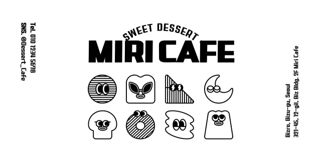 A collection of cute and simple dessert illustrations for information and service in a conceptual dessert cafe.