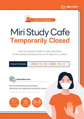 Orange Modern Covid-19 Announcement Poster