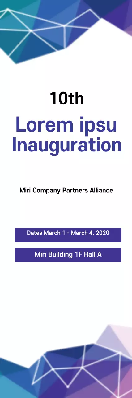 Banner de anúncio de inauguração moderno azul