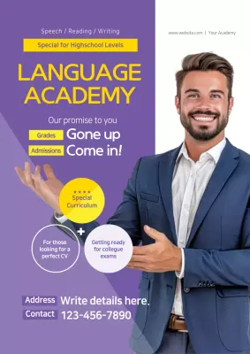 Purple Modern Language Promotion Poster