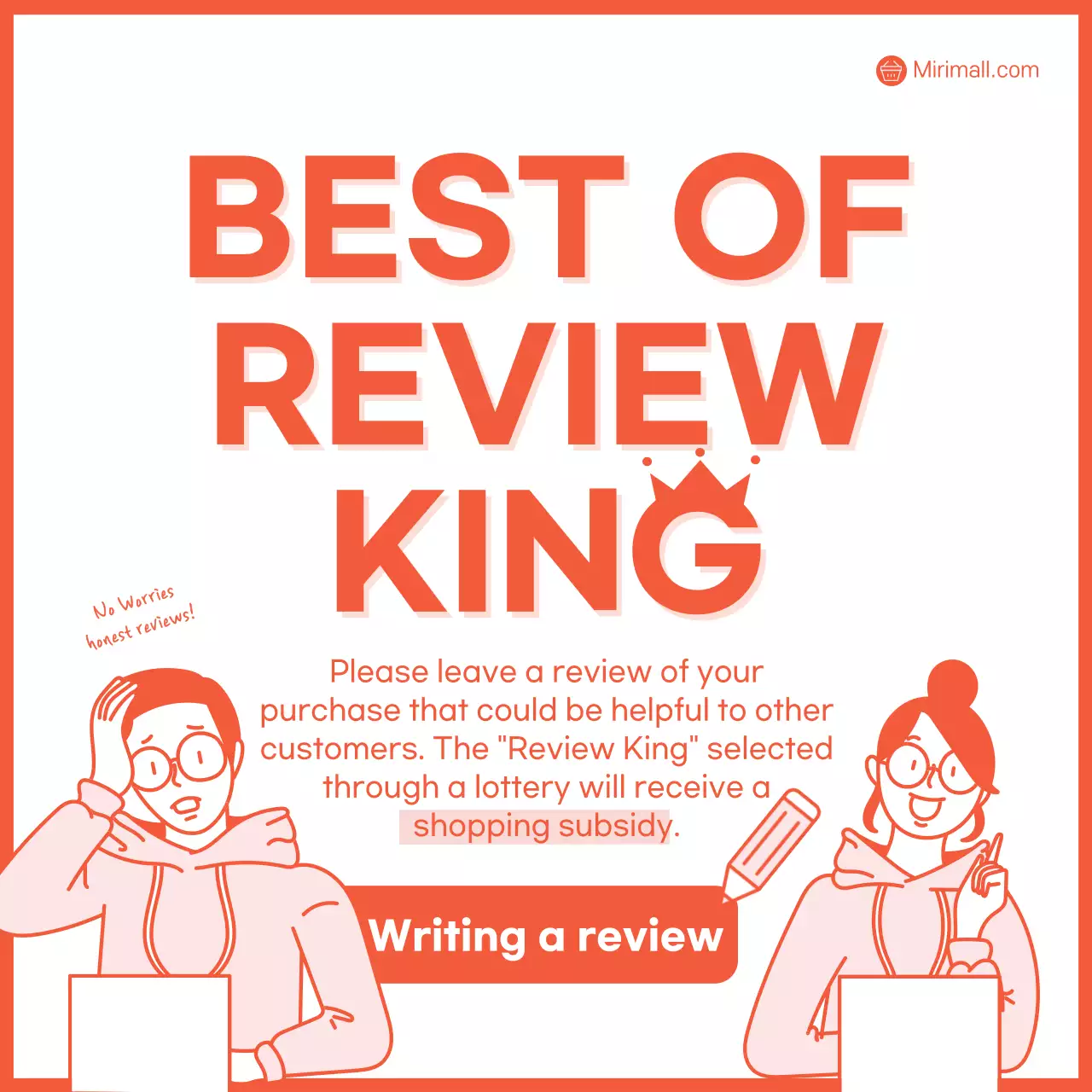 Orange Minimal Review Promotion Social Media Post