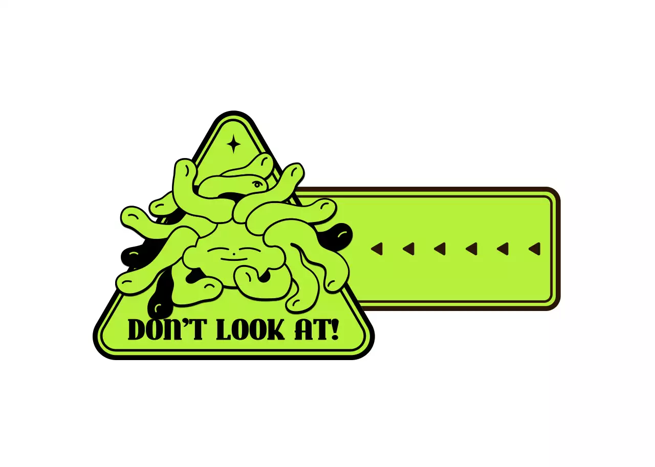 Emblem logo concept with cute and hip illustration in chartreuse color for personal goods.