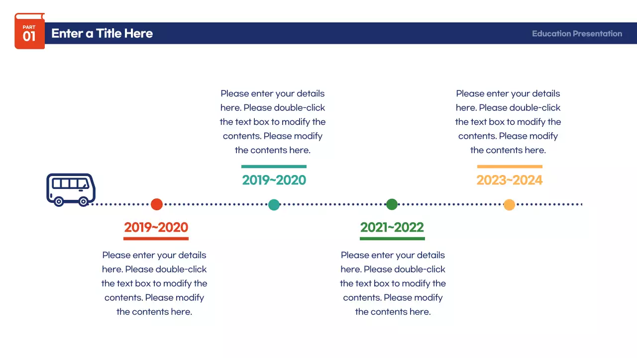 Cute rainbow-colored TIMELINE infographic