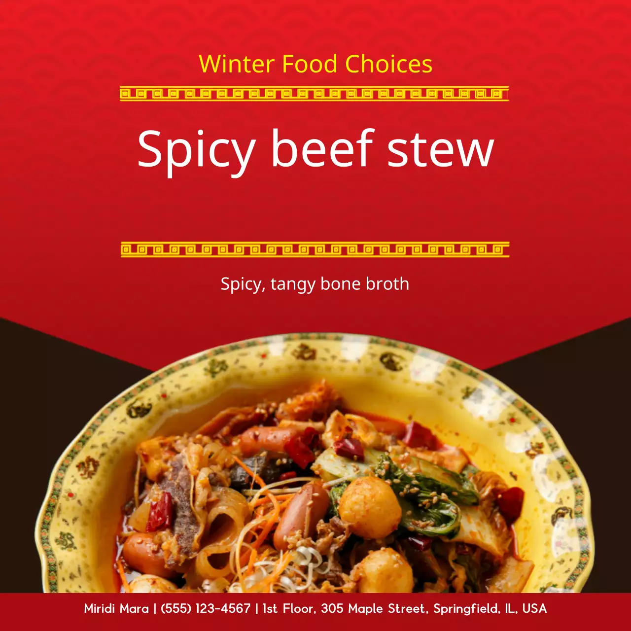 Biểu ngữ quảng cáo thực phẩm truyền thống màu đỏ