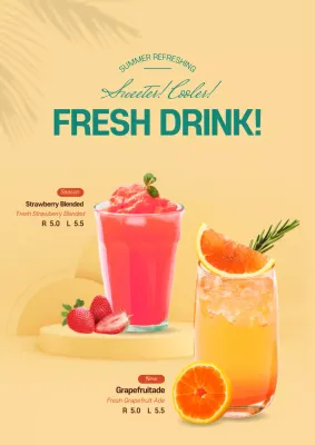 Yellow Modern Drinks Promotion Poster