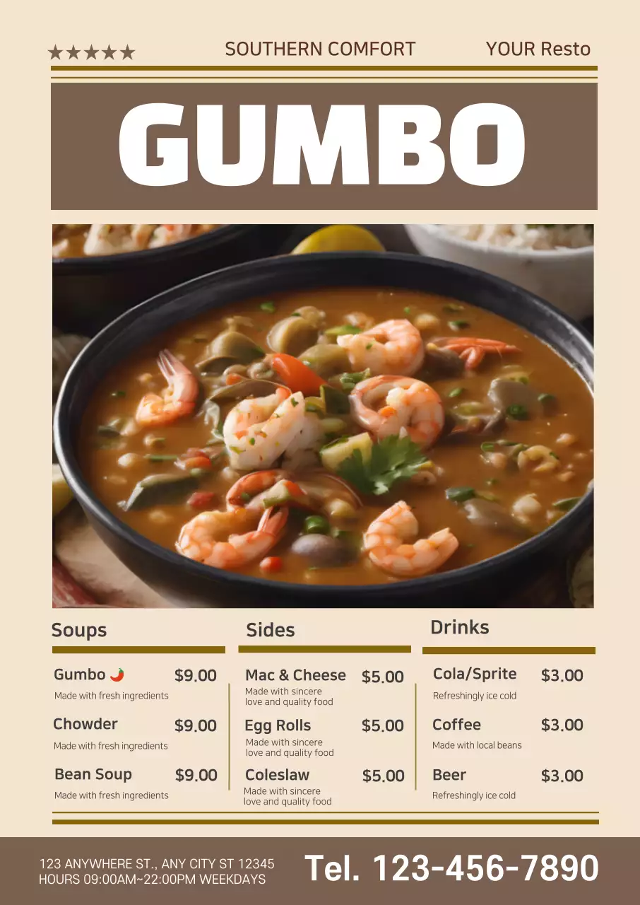 Beige Classic Restaurant Menu Poster