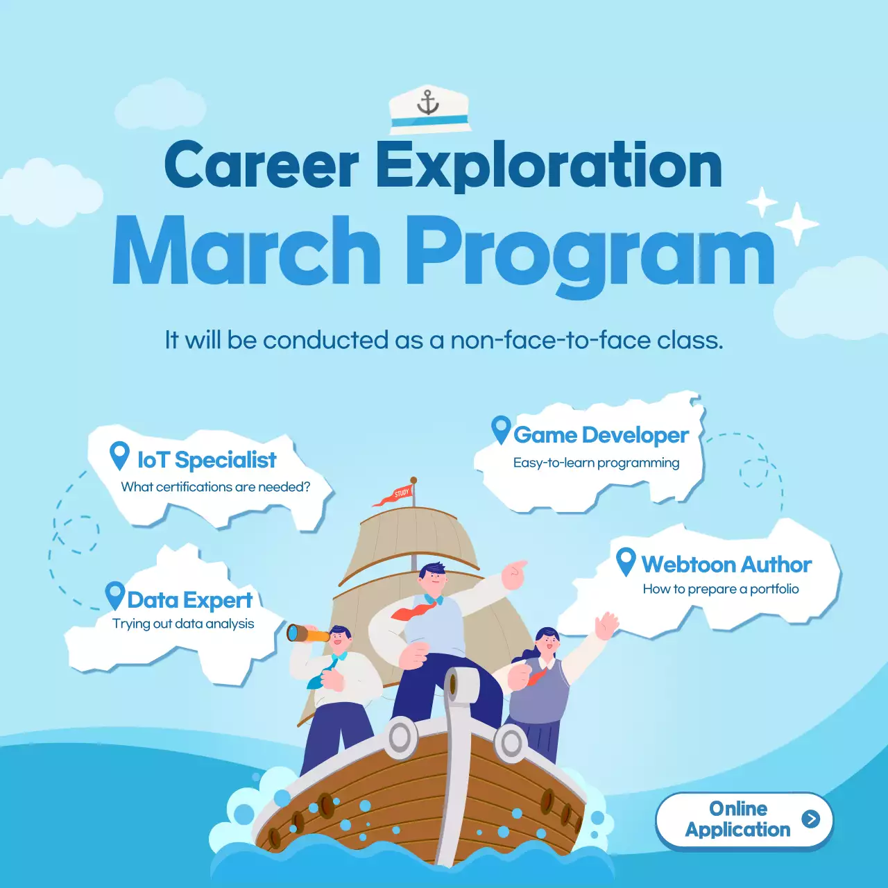 Blue Modern Career Program Announcement Instagram Post