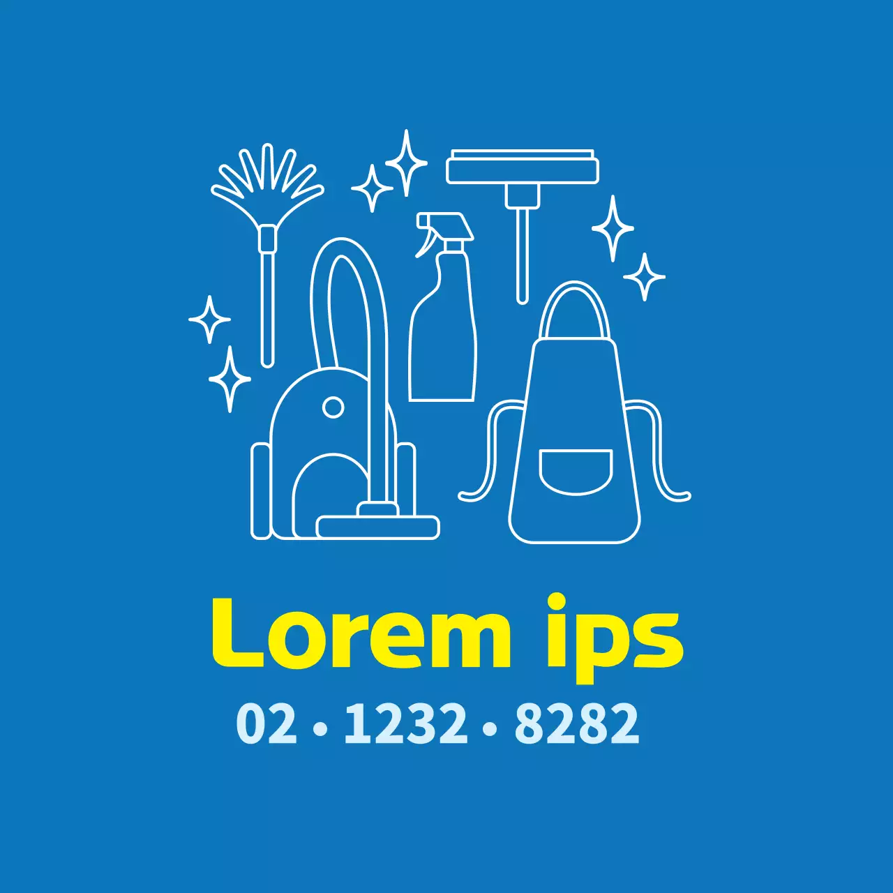 Purple illustration to promote a tidy home cleaning service