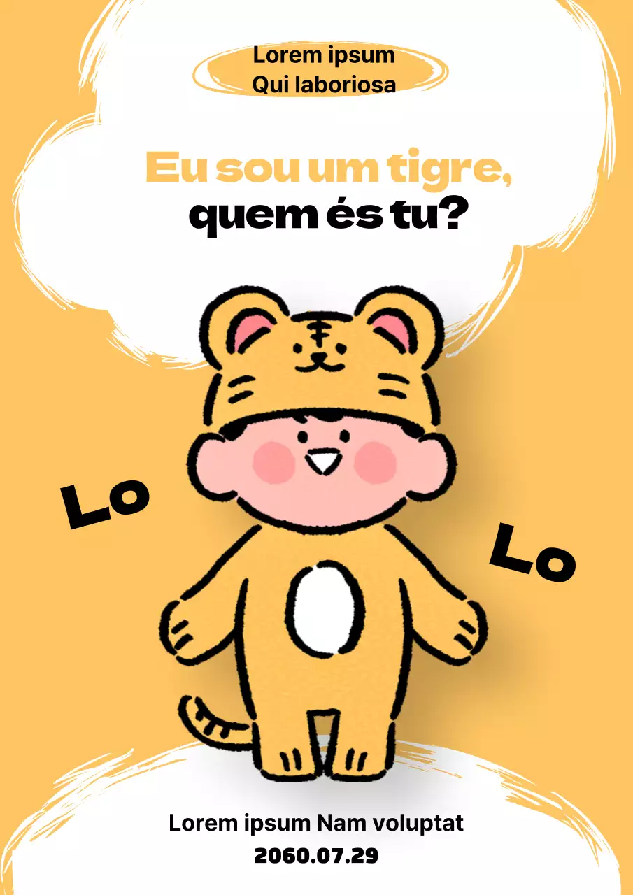 Promover o Dia Internacional do Tigre com um pequeno tigre amarelo muito giro