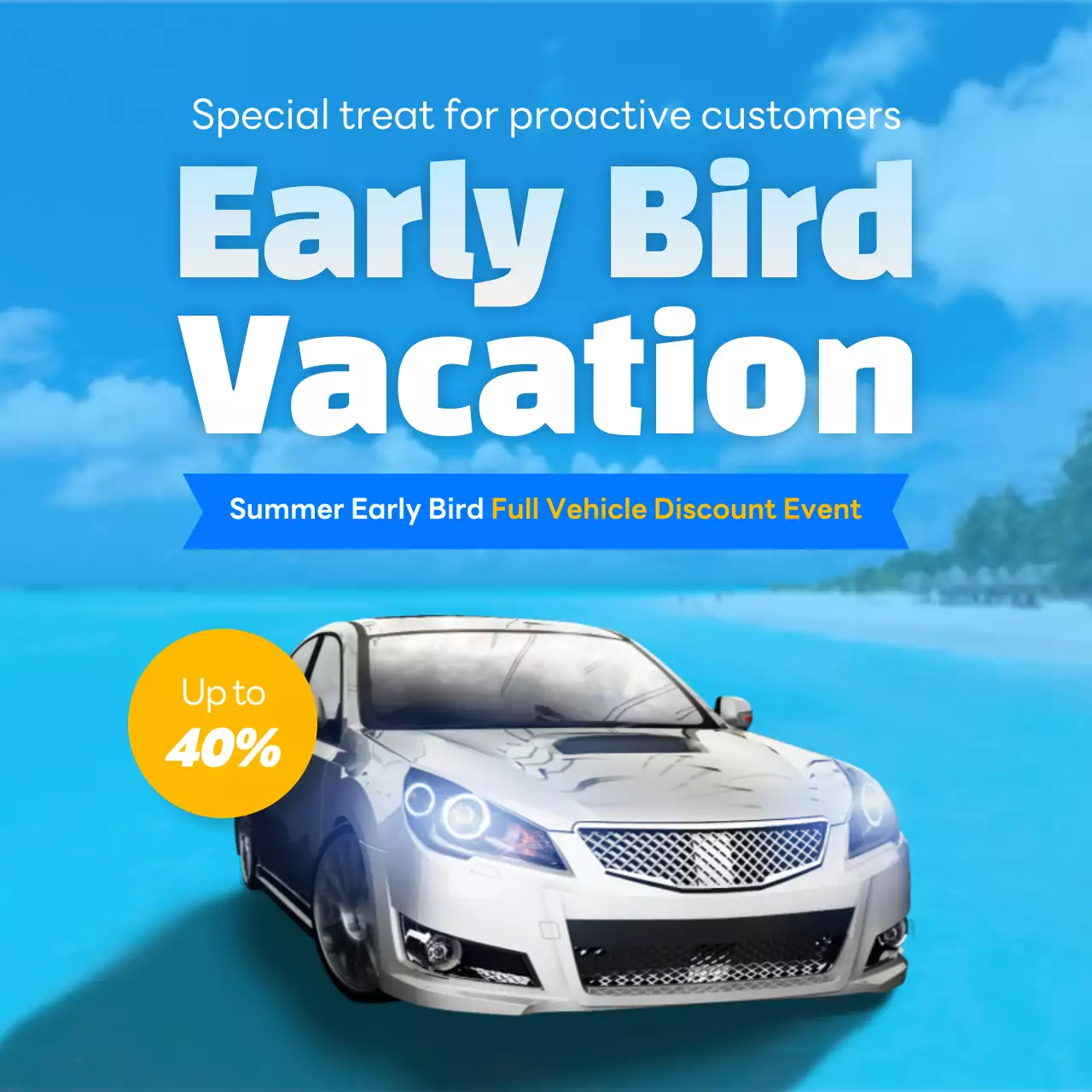 Blue Modern Vacation Promotion Social Media Post