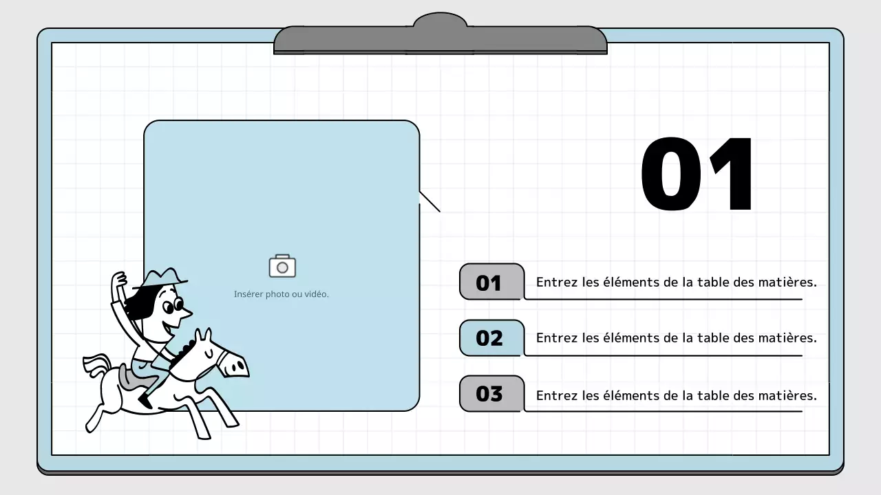 Bloc-notes bleu clair et blanc concept de présentation pédagogique