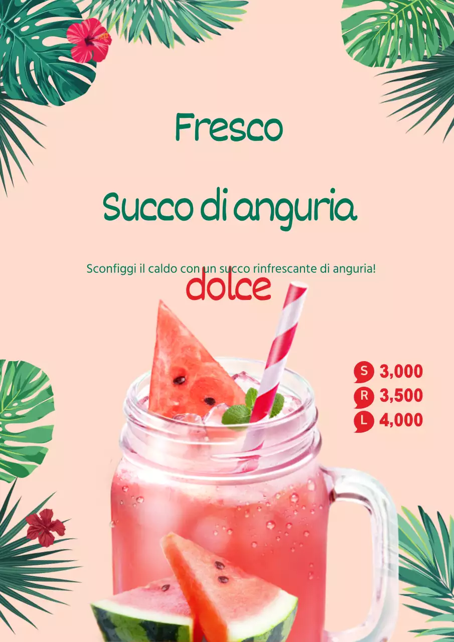 Promuovete il vostro menu di bevande a base di succo d'anguria per la stagione estiva