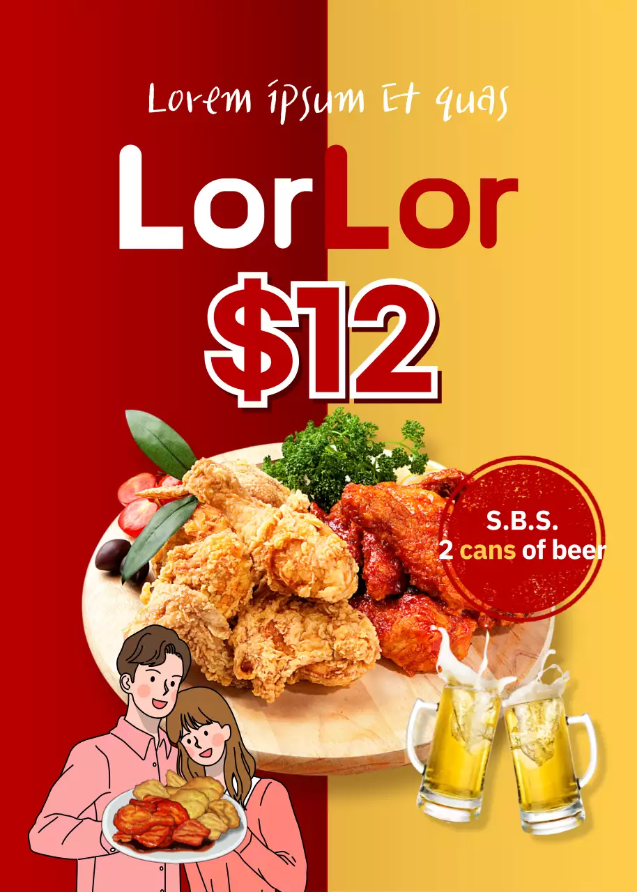 Cartaz de promoção de comida da moda vermelha