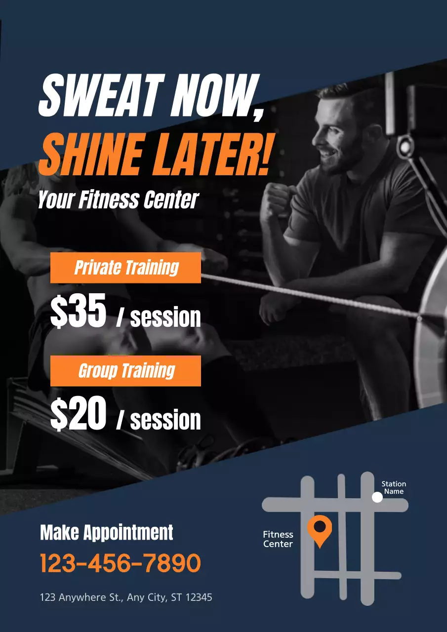 Navy Modern Fitness Promotion Poster