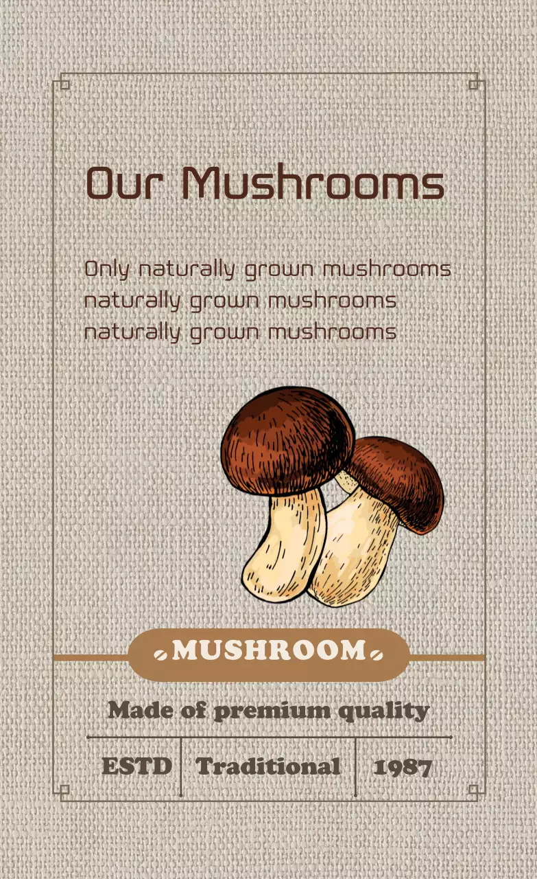 nhãn nấm minh họa màu nâu