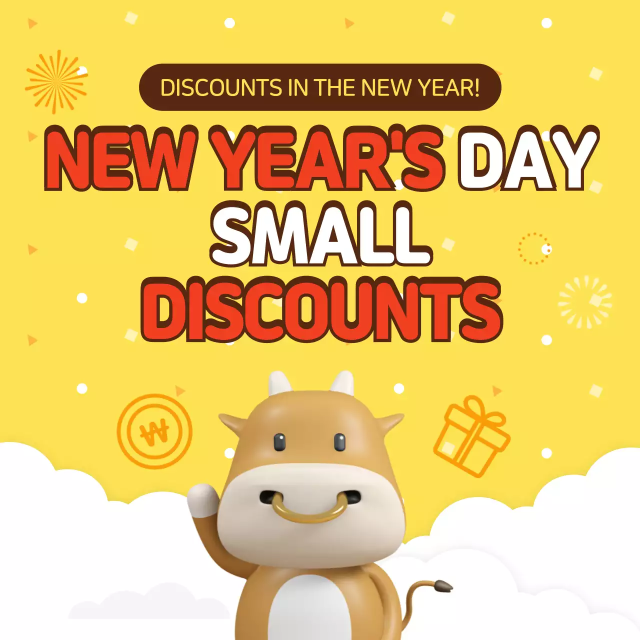 Yellow Retro Discounts Promotion Social Media Post