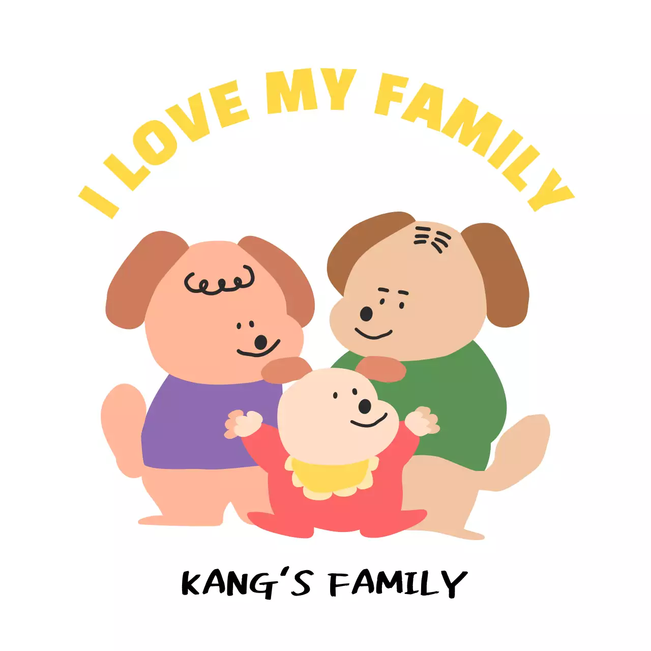 Kaos grup keluarga yang lucu dengan konsep warna-warni