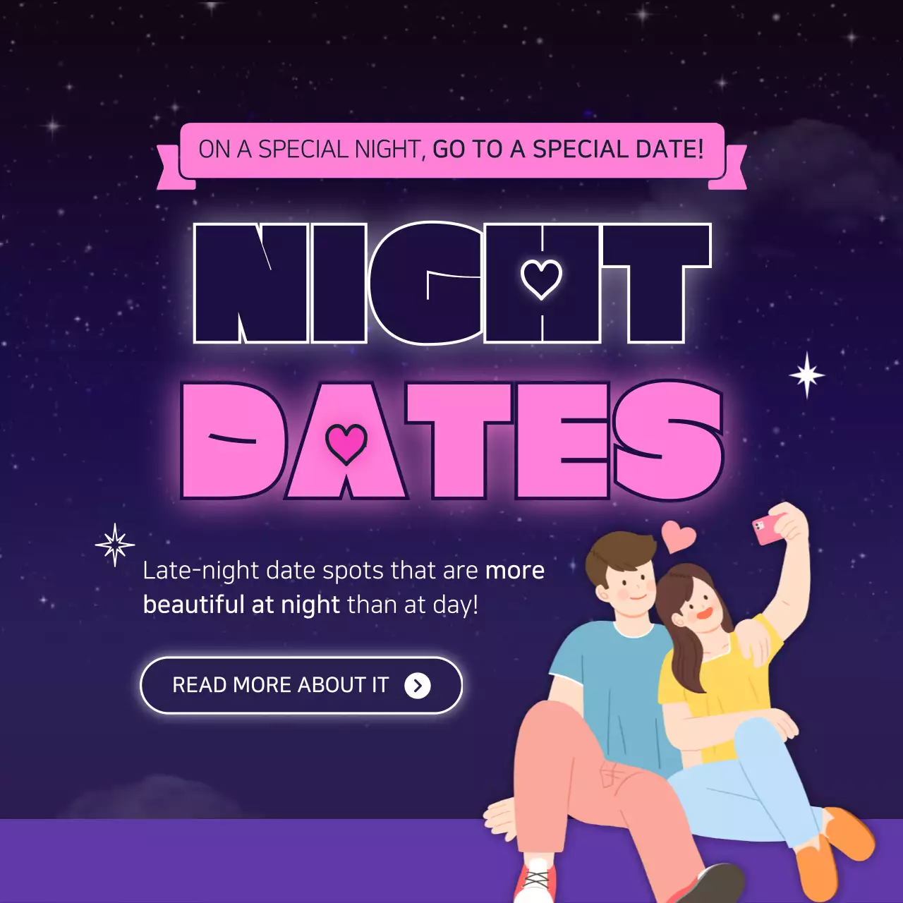 Introducing a pink and navy blue glow-in-the-dark concept late-night date spot