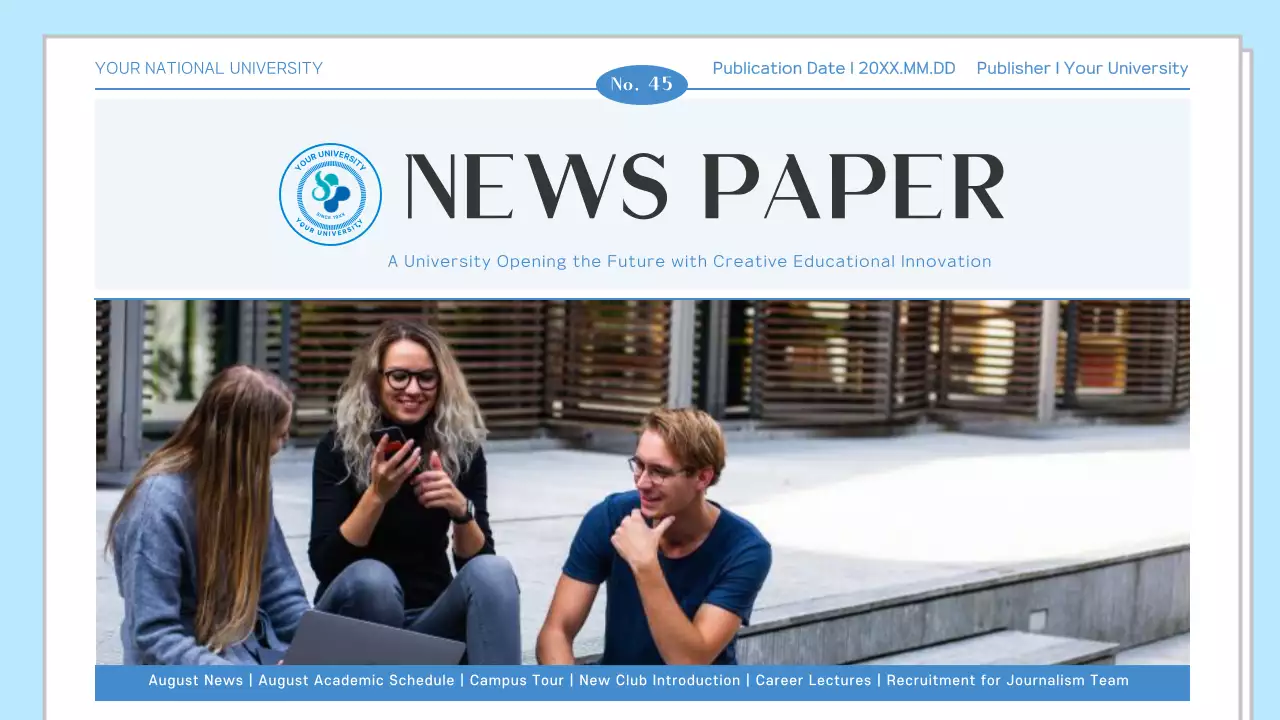 Blue Professional University Newsletter Presentation