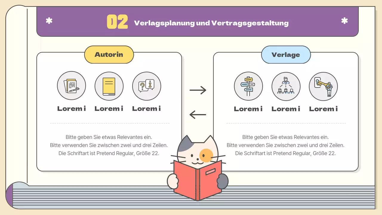 Kitschige Publikationsplanung in Gelb und Lila Kursunterlagen