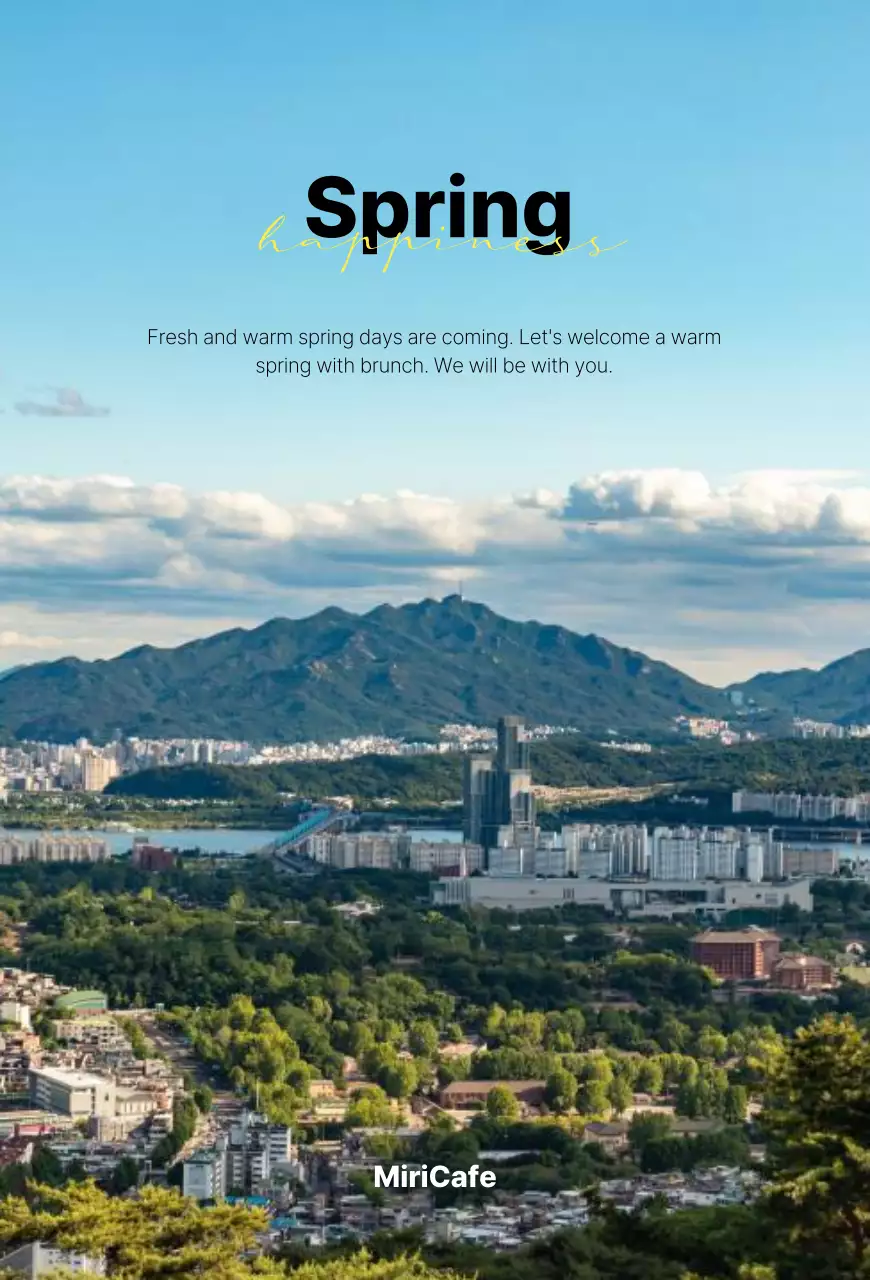 Uma fotografia de uma paisagem primaveril limpa a azul e preto