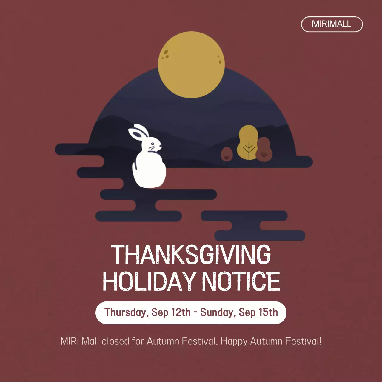 Brown Minimal Holiday Notice Instagram Post