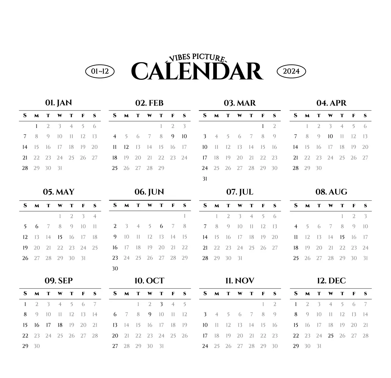 Lịch treo tường phong cách đơn giản với ý tưởng ảnh du lịch đen trắng đầy cảm xúc