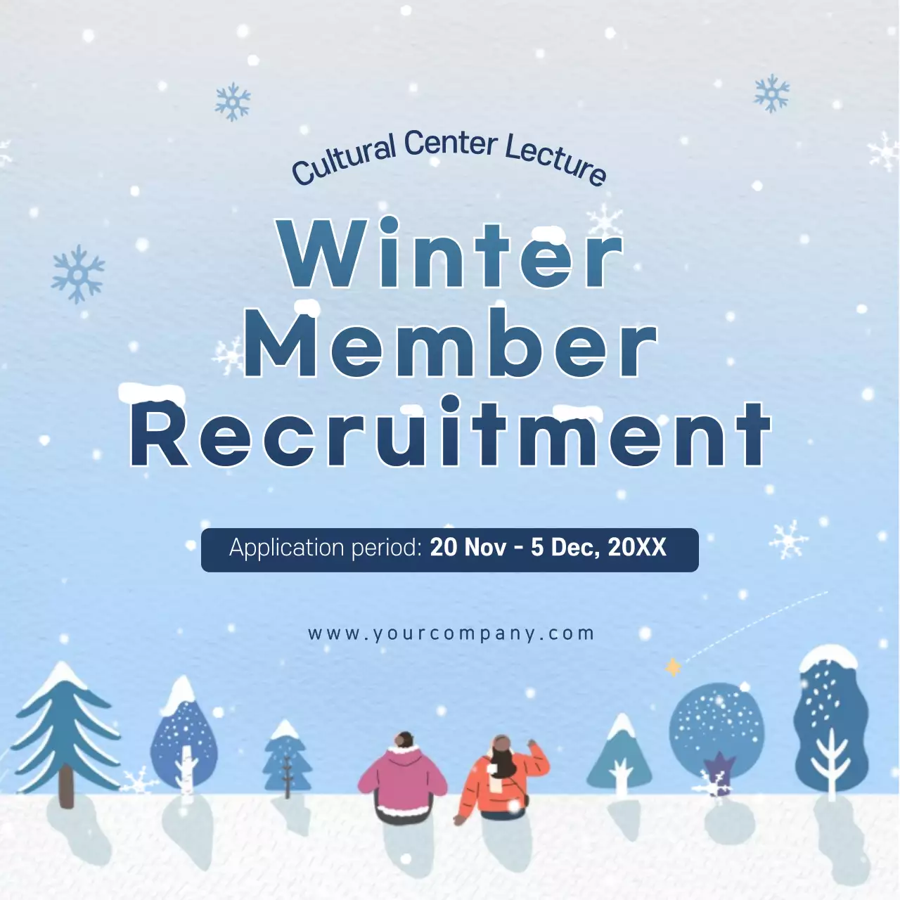 Blue Simple Winter Recruitment Announcement Social Media Post
