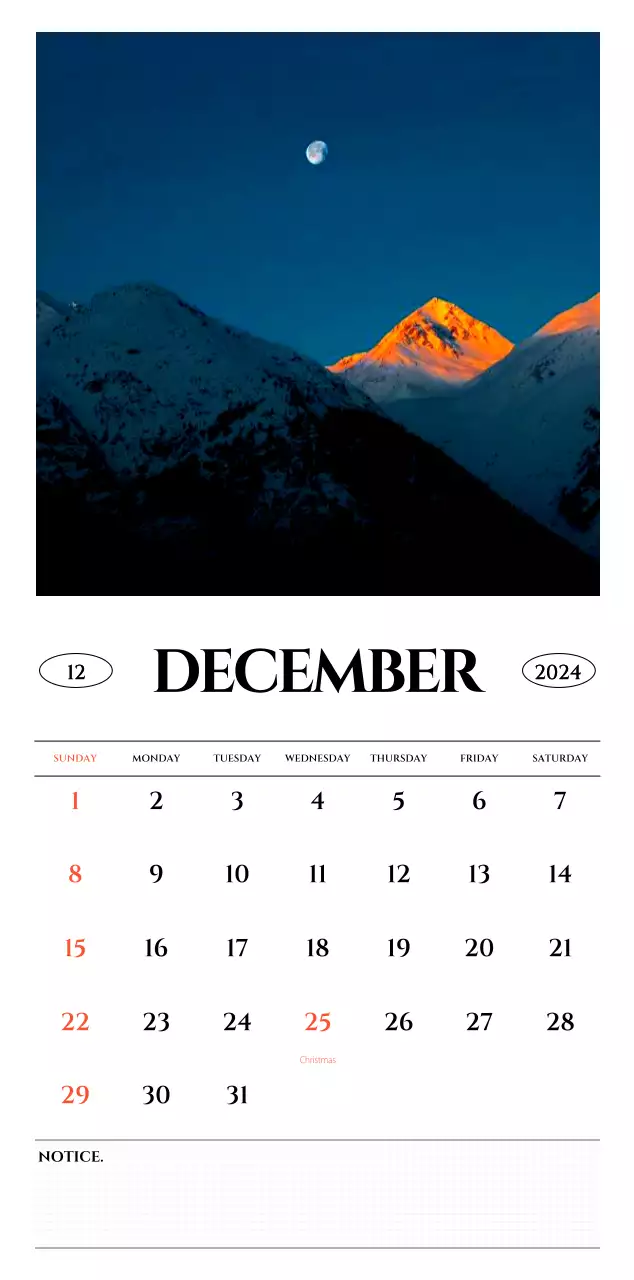 Simple style wall calendar with black and white emotional travel photography concept