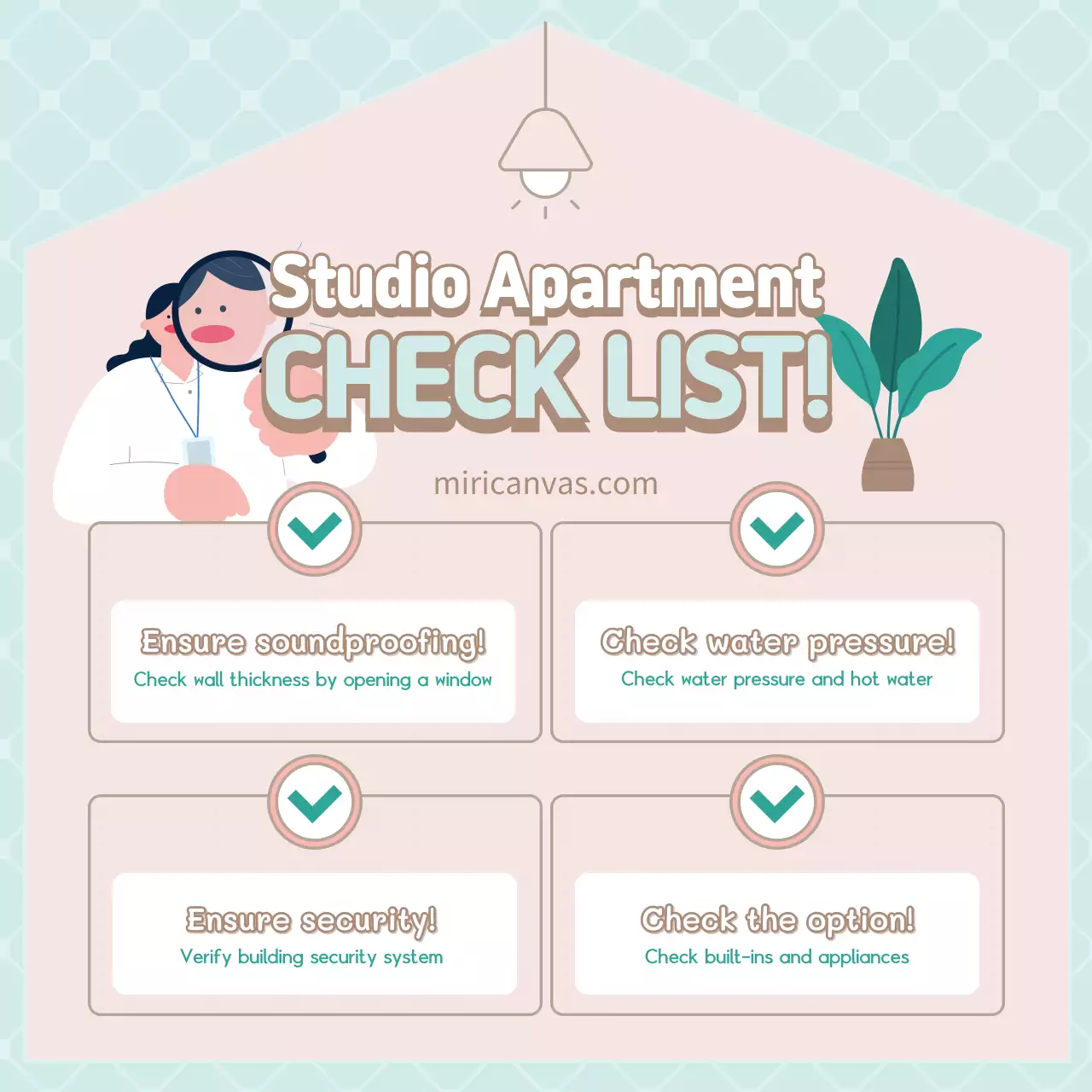 Beige Minimal Apartment Checklist Social Media Post