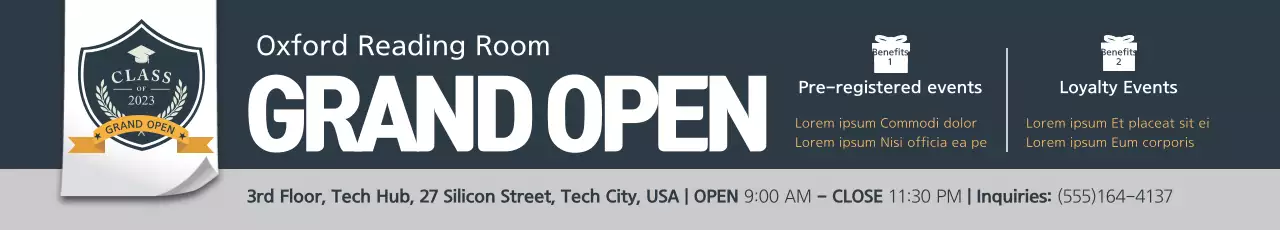 Banner de promoção de evento moderno cinza