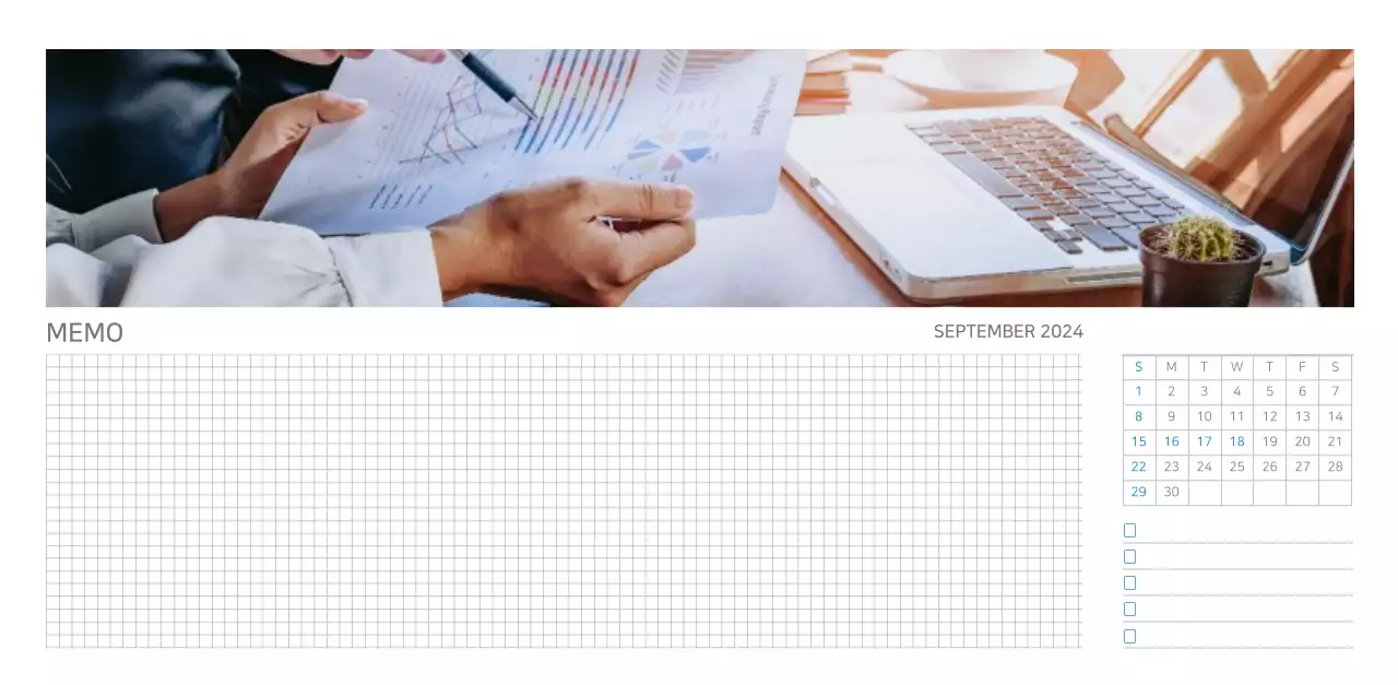 White and simple corporate desk calendar