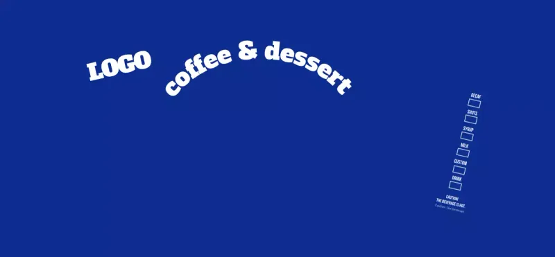 Clean style logotype in dark navy blue and white for a cafe