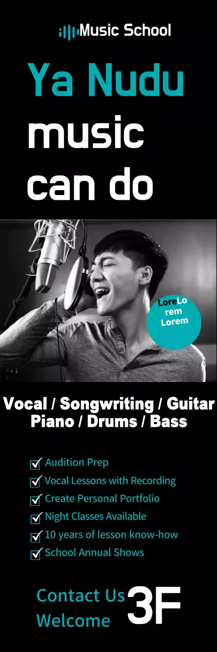 Banner de promoção de música moderna preta