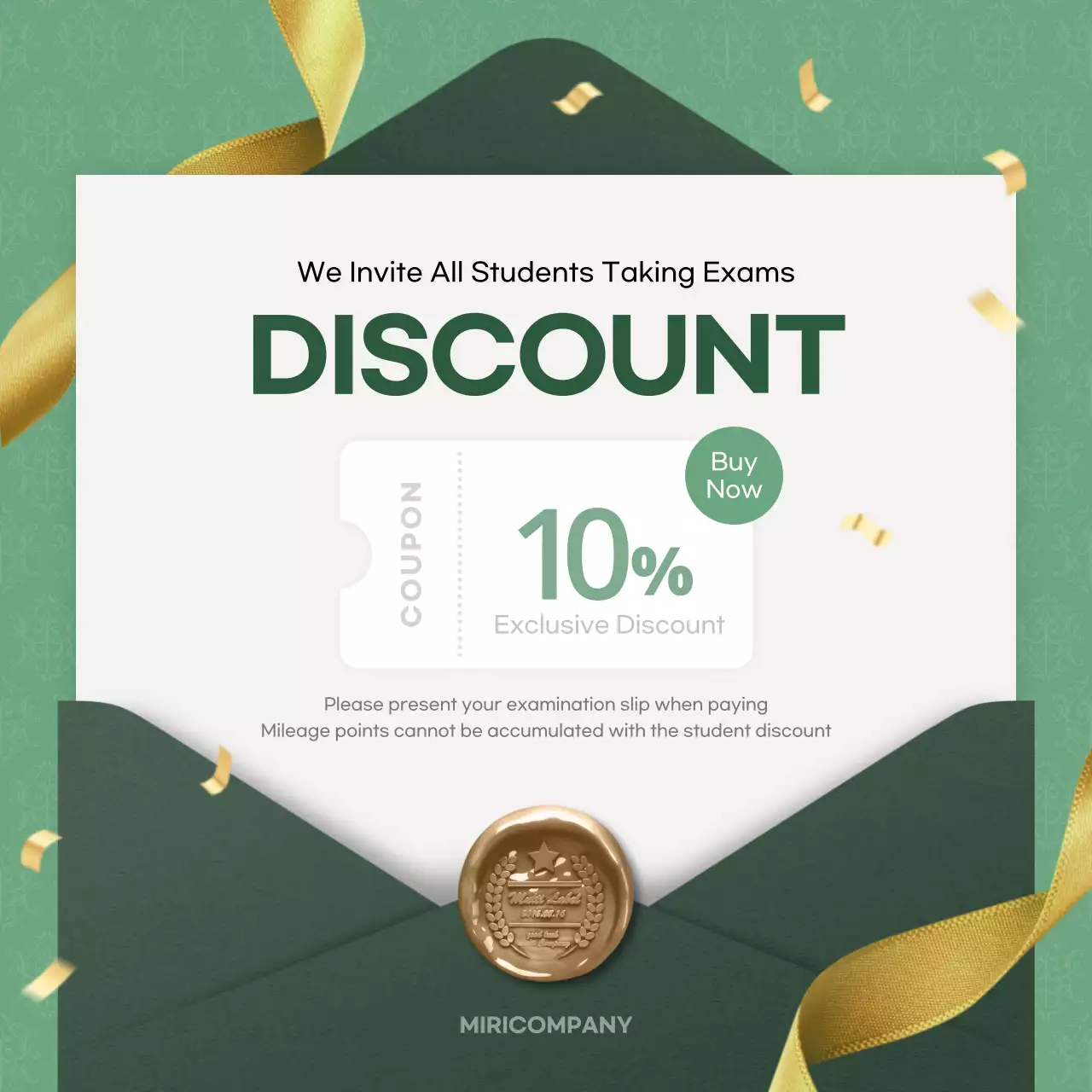 Green Elegant Discount Invitation Social Media Post