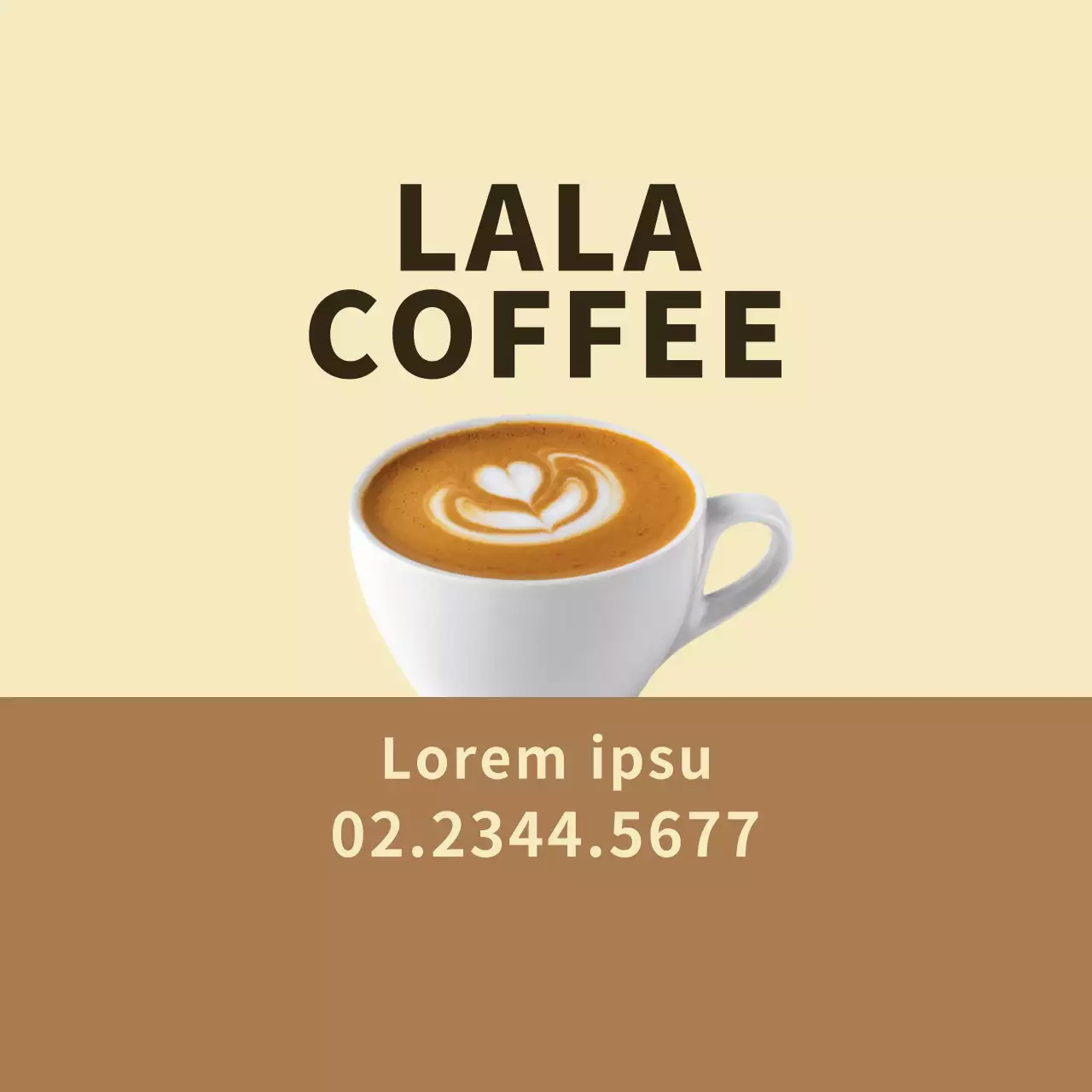 Label promosi pengiriman kopi yang rapi dengan aksen foto berwarna kuning