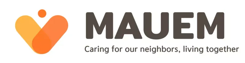 Outreach center logo with neighborhood concern slogan with yellow and orange symbol logo