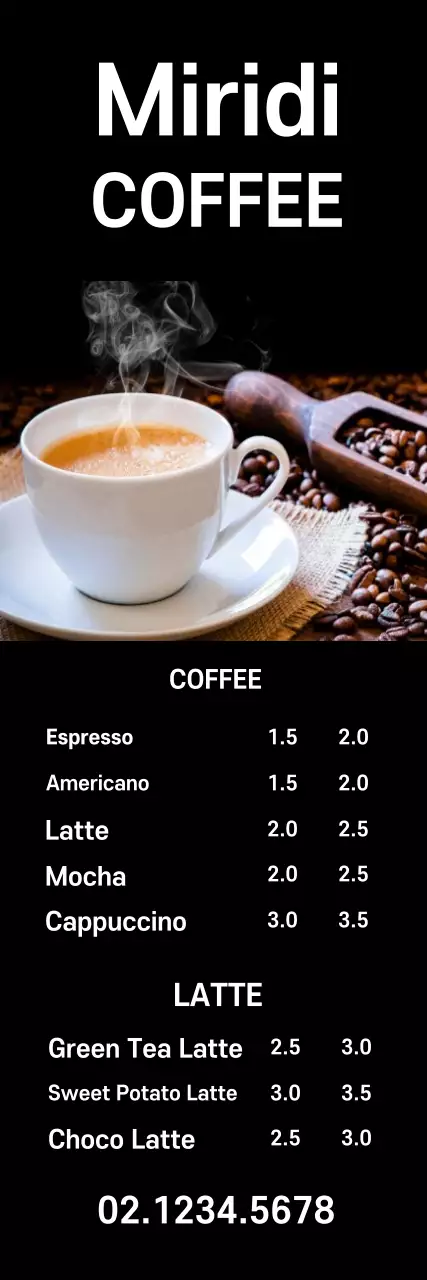 Banner de menu de café moderno preto