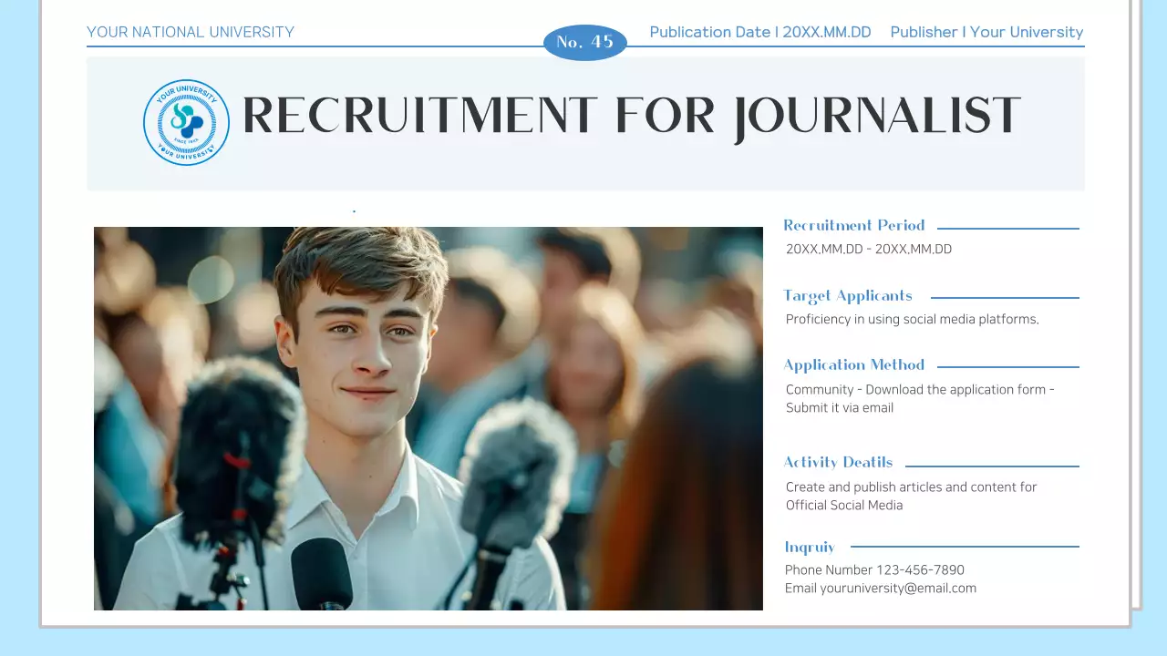 Blue Professional University Newsletter Presentation