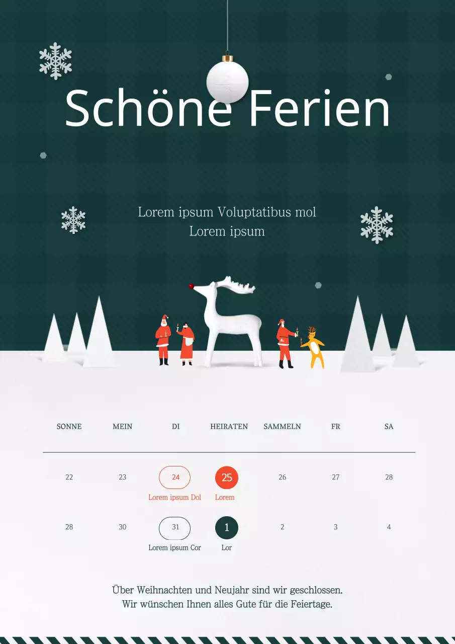 Fröhliche Ferien Ferienkalender