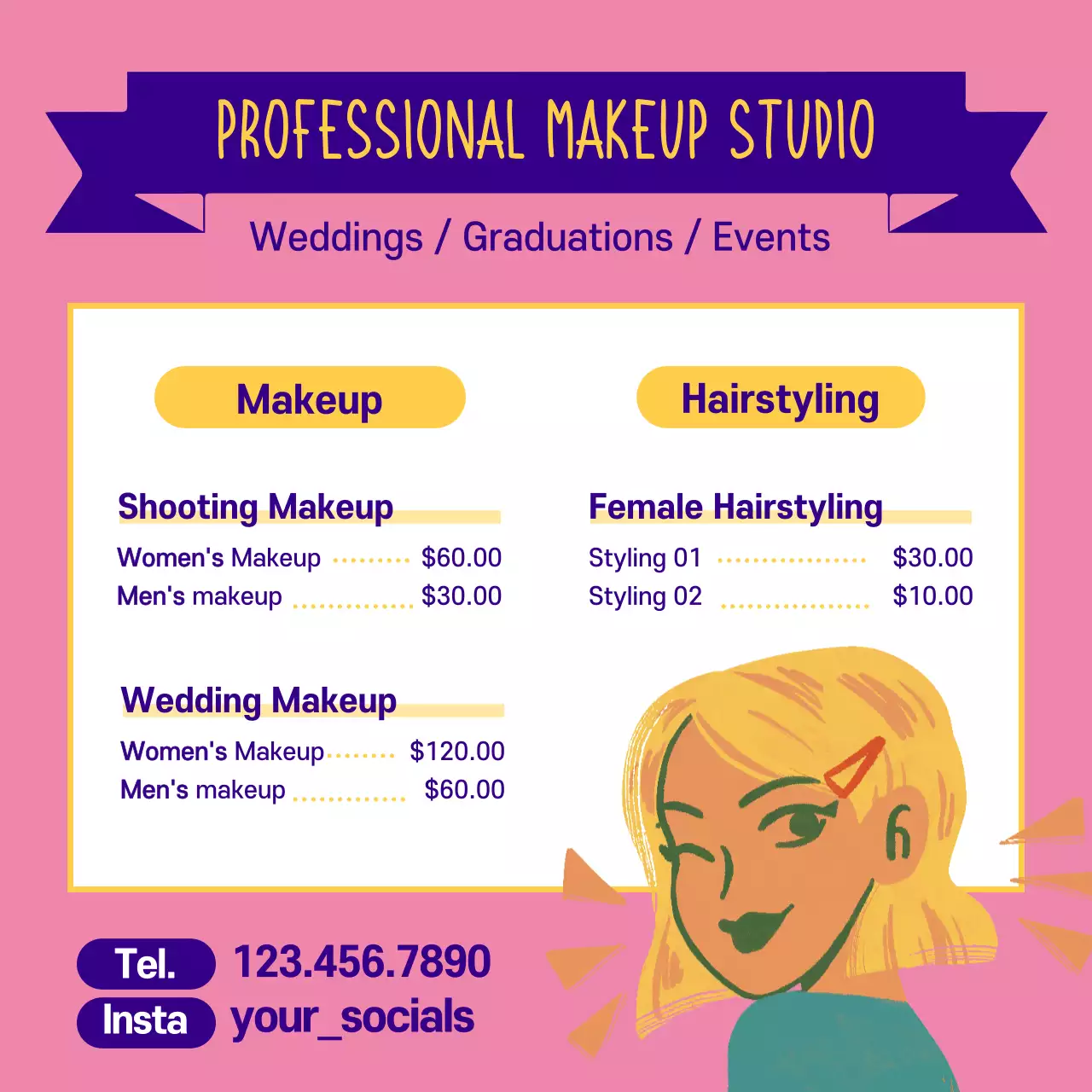 Purple Trendy Makeup Promotion Instagram Post