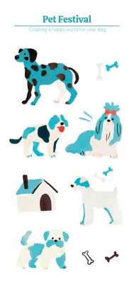 Puppy festival concept illustration in a clear watercolor drawing style