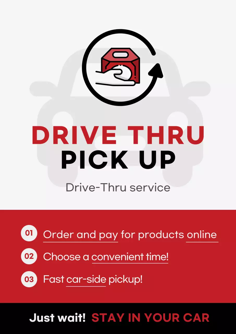 Red Modern Drive-Thru Promotion Poster